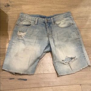 Massimo denim mid rise Bermuda ripped shorts